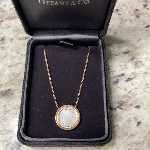 Tiffany & Co. Jewelry - Tiffany Diamond & Pearl Circle Necklace Rose Gold
